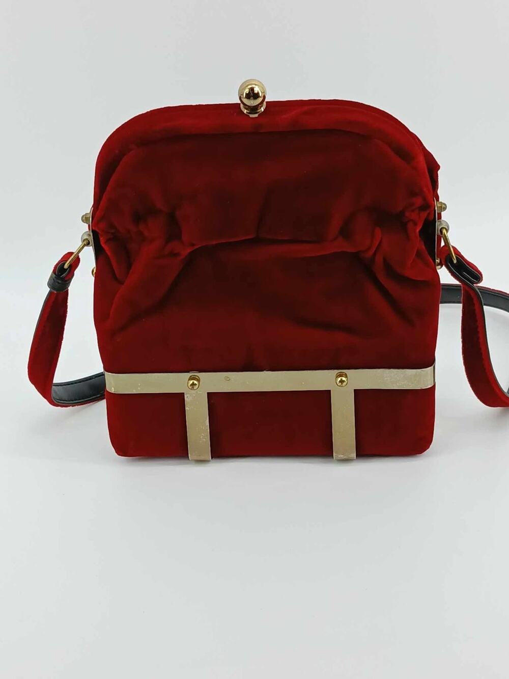 Vintage Velvet crossbody bag, Markay Bags, canteen-style kiss lock bag